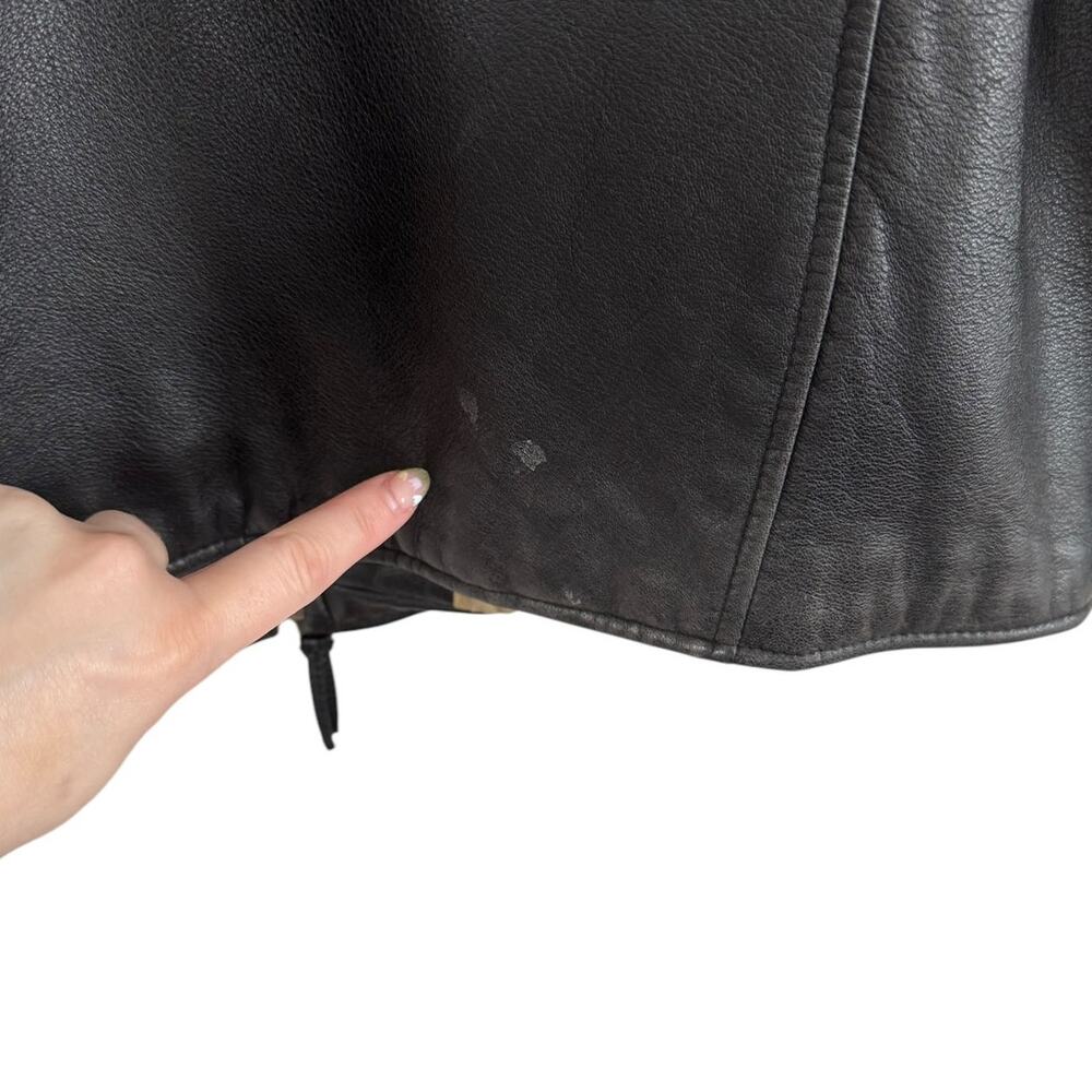 Vintage‎ Dockers Black Zip Front Leather Jacket Large / XL 90s Y2K Oversized - Picture 12 of 16